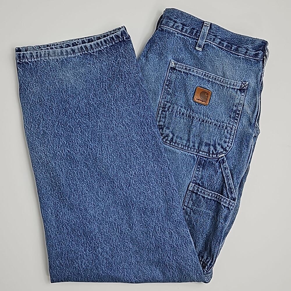 Carhartt B13 Loose Original Fit Carpenter Utility Work‎ Denim Jeans 38x30 FLAWED